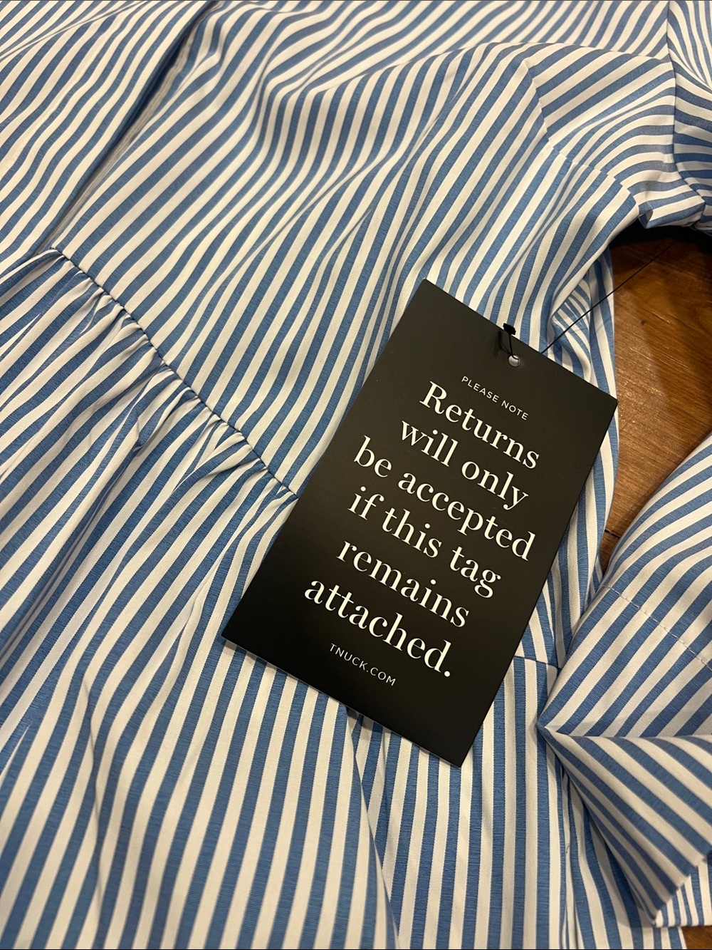 TUCKERNUCK Blue Stripe Royal Shirt Dress Size Medium NWT - Picture 4 of 6